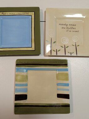 Set of 3 Chocolat by Plain Jane Square Dessert Plates